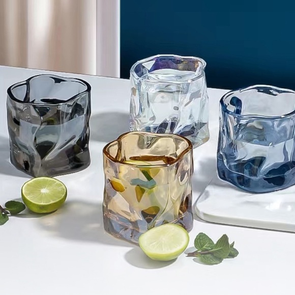 2 PCS Thick Twisted Creative Whisky Class Colorful Luxury living New Transparent - Picture 3 of 4